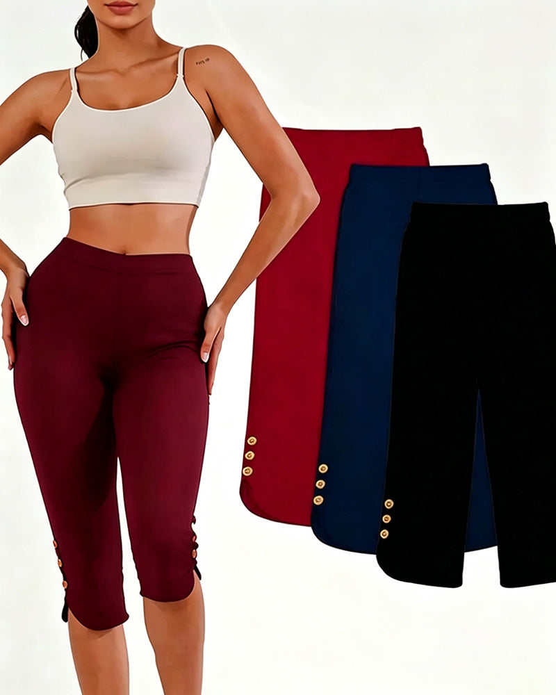 Leggings Effen Slim-Fit Ingekort