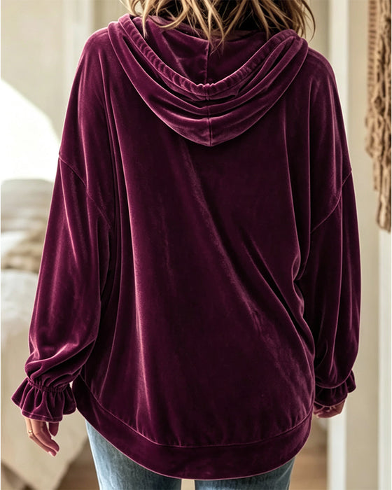 Hoodie Effen Kleur Lange Mouwen