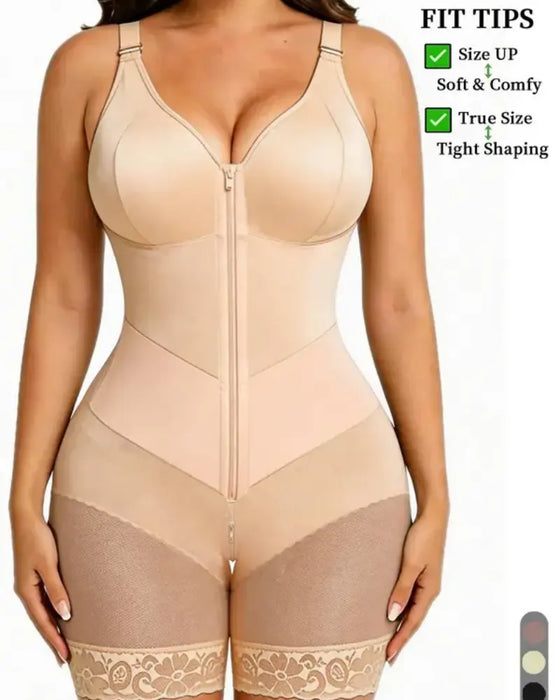 Dames Rits Kant Buikcontrole Shapewear Bodysuit
