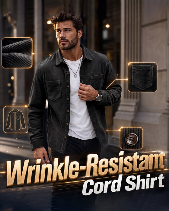 👔 Heren Casual Corduroy Overhemdjas – Klassieke Textuur Ontmoet Dagelijks Comfort