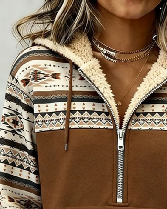 Hoodie Casual Met Capuchon Contrast