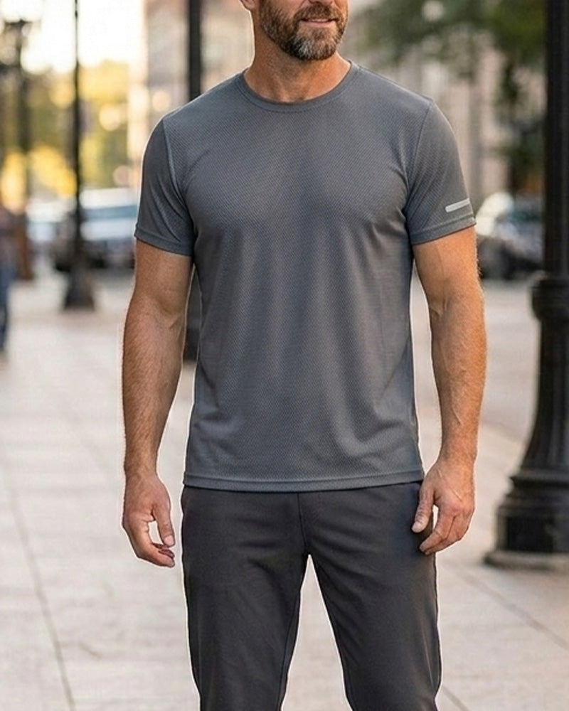 Heren T-Shirt Effen Kleur Korte Mouw Sportief