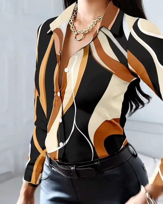 Overhemd Met Stijlvolle Geometrische Kraag