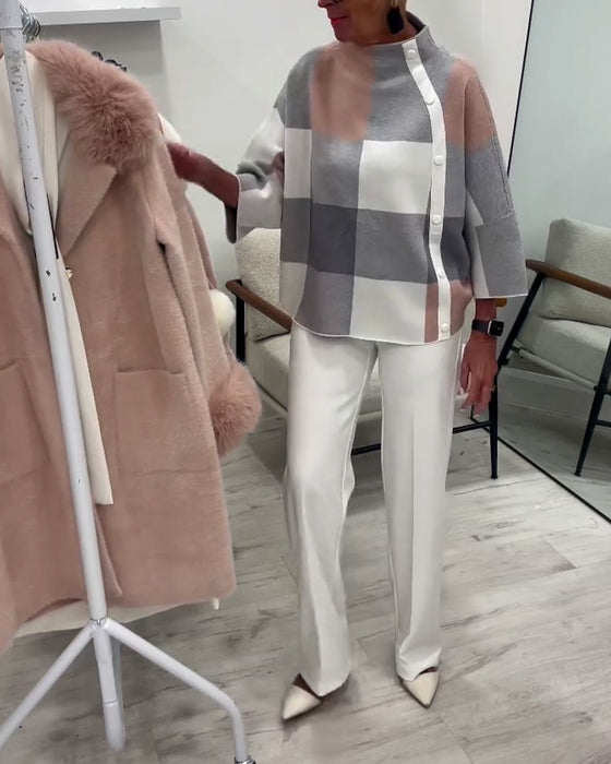 Ruiten Trui Met Lange Mouwen En Coltrui