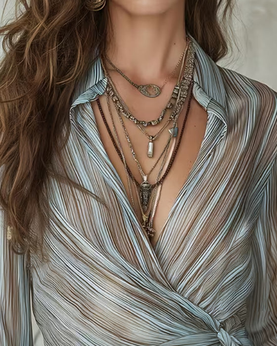 Blouse Slag Streep Twist Knoop