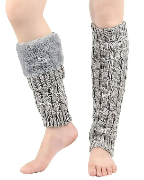 Fleece Gevoerde Kabelgebreide Beenwarmers Thermische Laarzenmanchetten