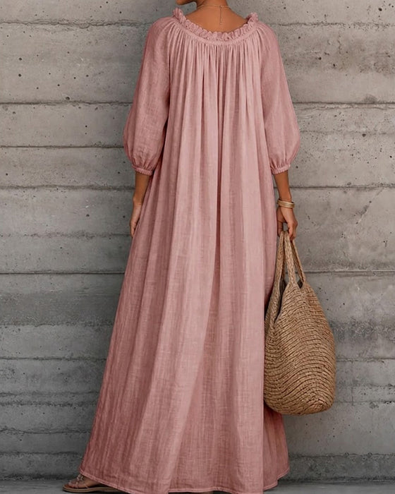 Jurk Puur Wit Ballon Mouw Volle Rok Maxi