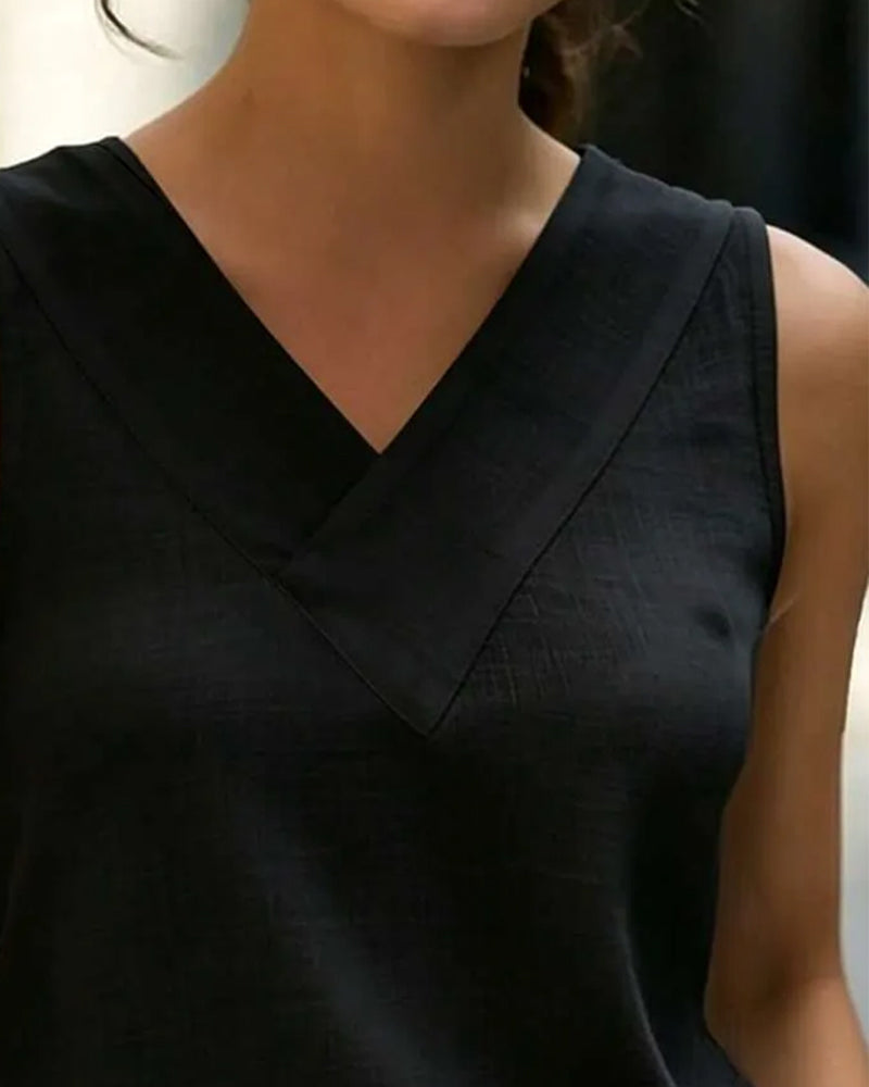 Tank Top Mouwloos V-Hals Kruis