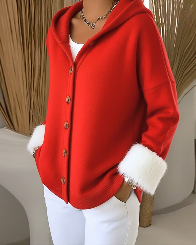 Jas Knus Pluche Patchwork Met Capuchon