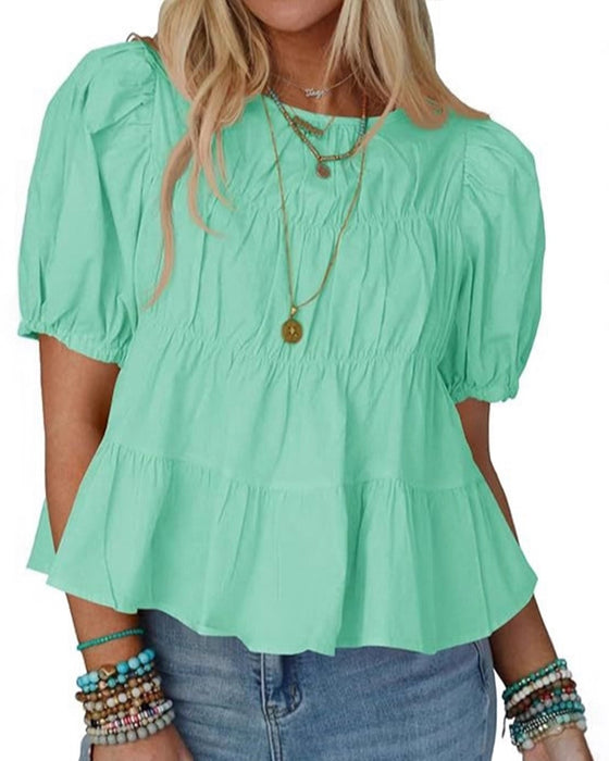 Blouse Pofmouw Loose-Fit Ruche