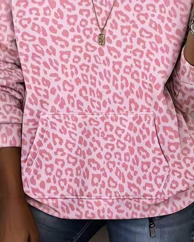 Hoodie Capuchon Luipaard Zak Los