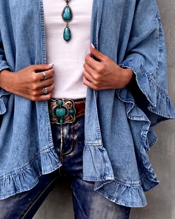 Jas Denim Ruffle Los
