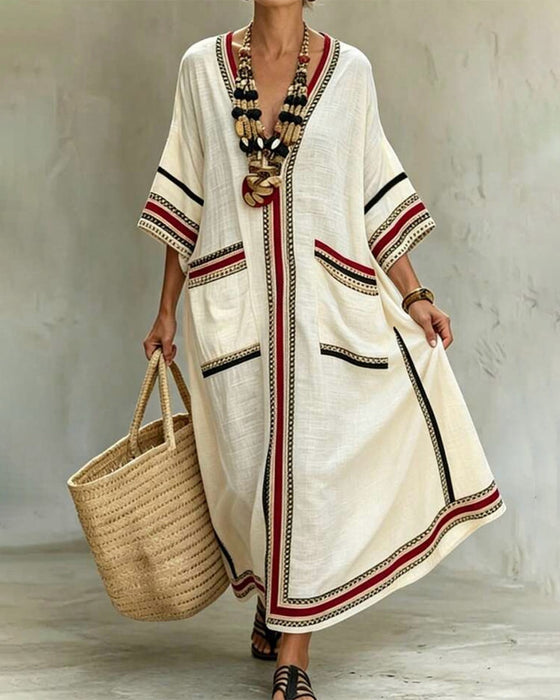 Casual Maxi Jurk V-Hals Gestreept
