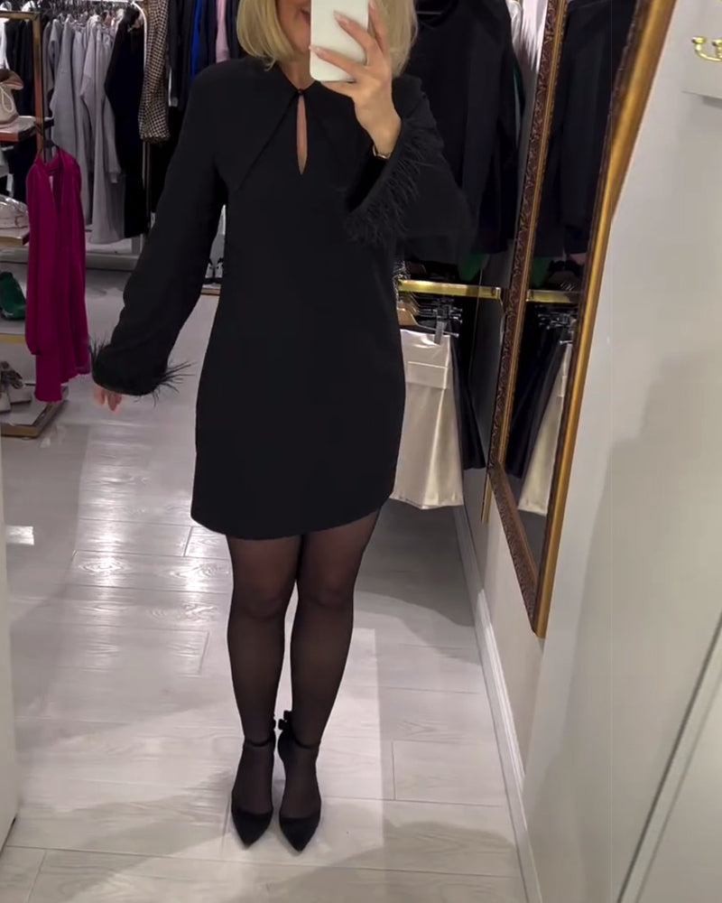 Effen Kleur Rechte Jurk Met Lange Mouwen