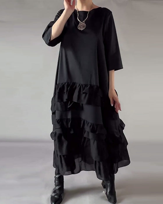 Jurk Met Ronde Hals En Dubbele Laag