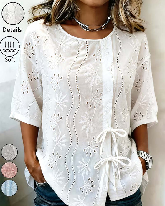 Blouse Zij Stropdas Uitsparing
