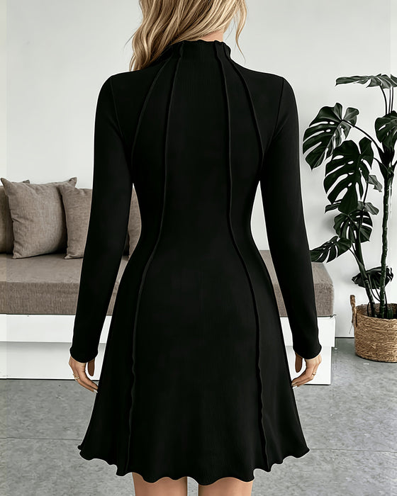 Jurk Mock Hals Effen Casual