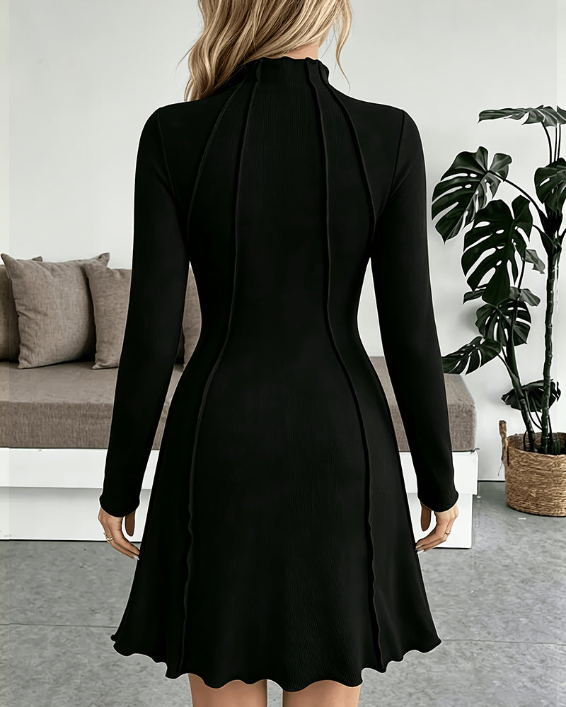 Jurk Mock Hals Effen Casual