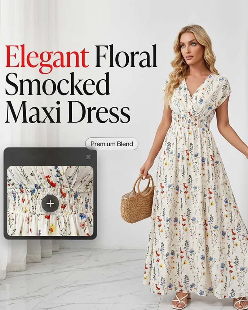 Casual Bedrukte Maxi Jurk V-Hals