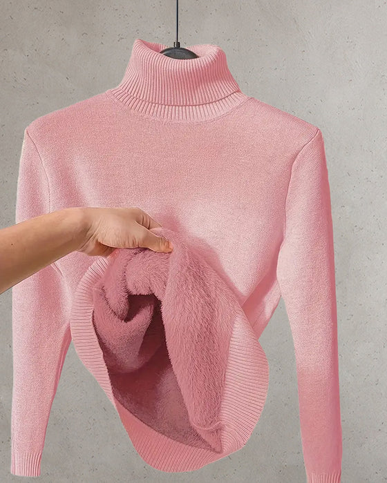Effen kleur verdikte trui met lange mouwen