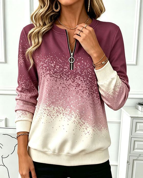 Sweatshirt Rits Gradiënt Contrast