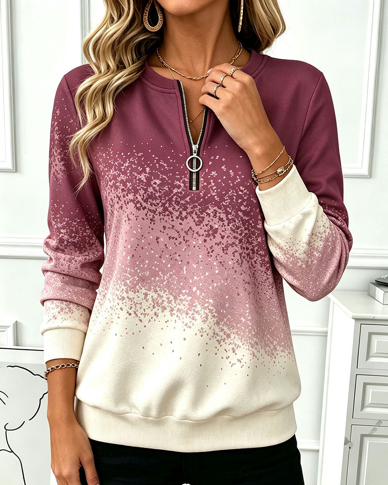 Sweatshirt Rits Gradiënt Contrast