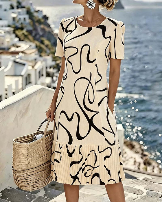 Jurk Casual Print Korte Mouwen