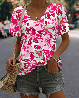 T-Shirt V-Hals Comfortabel Korte Mouwen