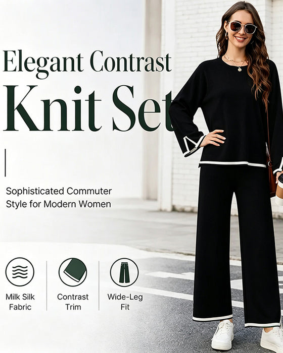 Set Contrastkleur Ronde Hals Lange Mouw