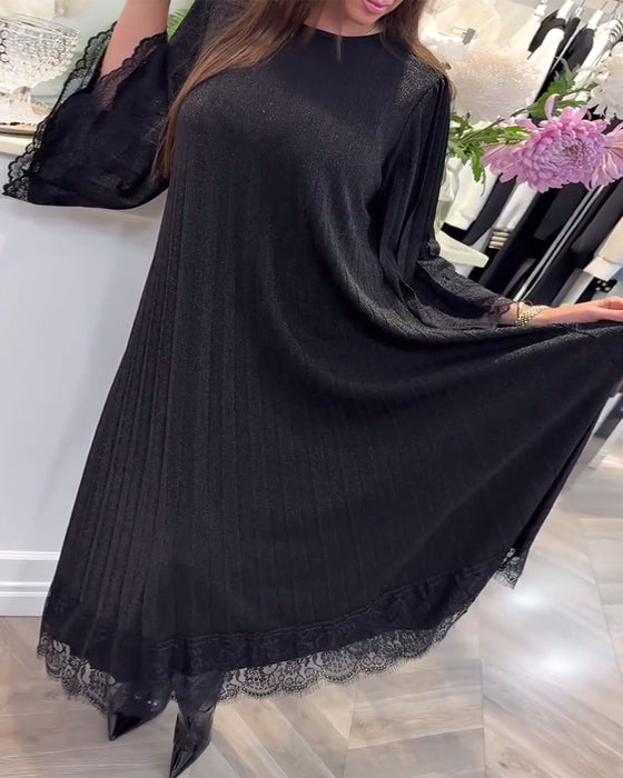 Jurk Ronde Hals Losse Kanten Patchwork