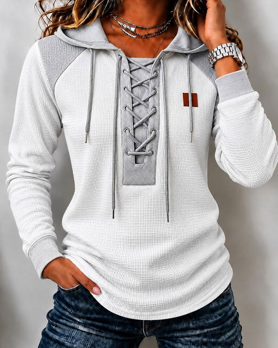 Hoodie Capuchon Rijgstrook Spliced