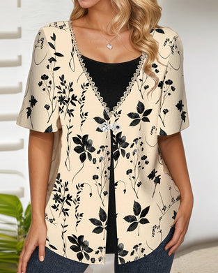 Blouse Casual Bedrukt Nep Tweedelig