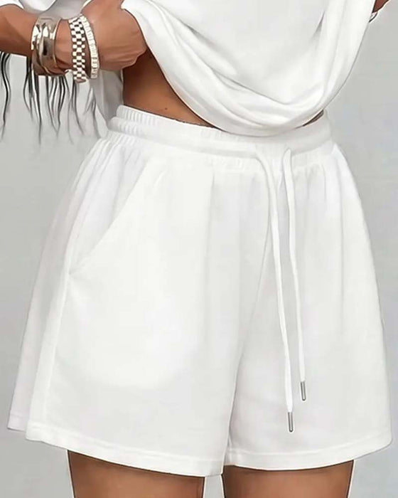 Set Een-Schouder Vleermuismouw Los Shorts