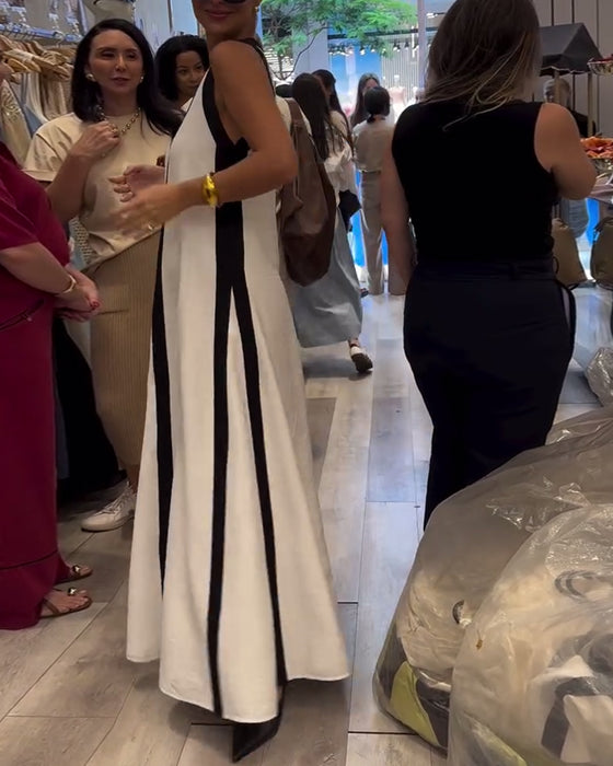 Jurk V-hals Mouwloos Kleurblok Luchtig