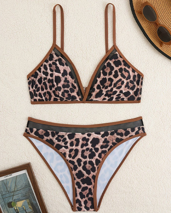 Bikini Luipaard Print Kleurblok Driehoek