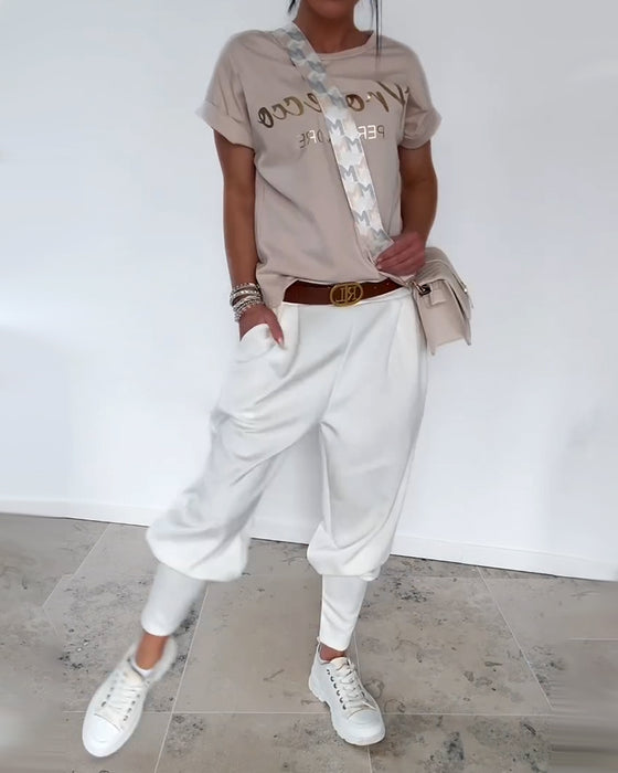 Broek Modieus Effen Kleur Kort