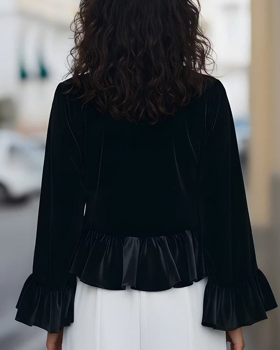 Blouse Rondhals Ruffle Flare Mouw