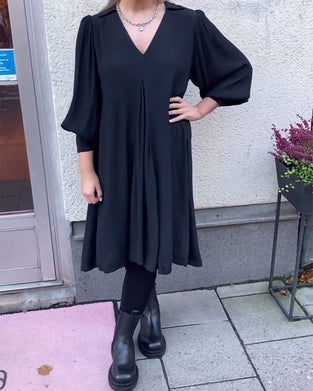 Jurk V-Hals Modieus Lantaarnmouw