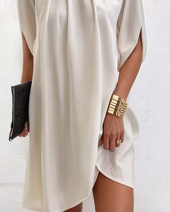 Jurk Casual Hoge Hals Recht Effen