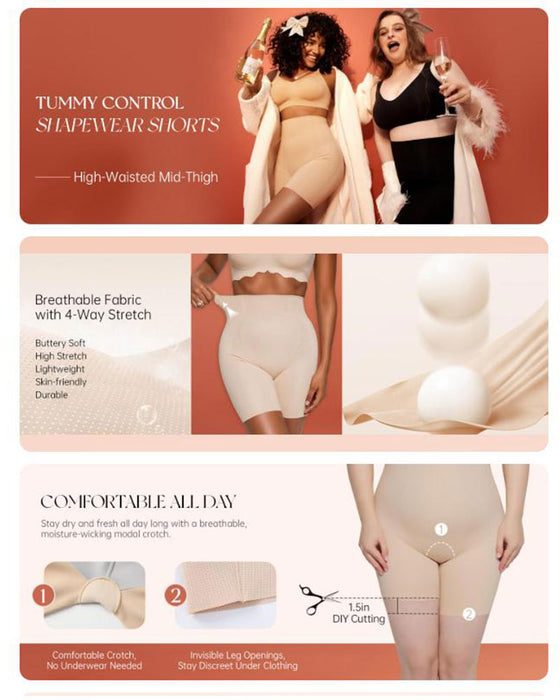 Buikcontrole Shapewear Ademende Comfortabele Shorts Voor Dames Billiftende Body Shaper Shorts Hoge Taille Naadloze Girdles Onder Jurk