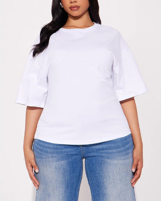 T-Shirts Los Drop Schouder Achter Rits