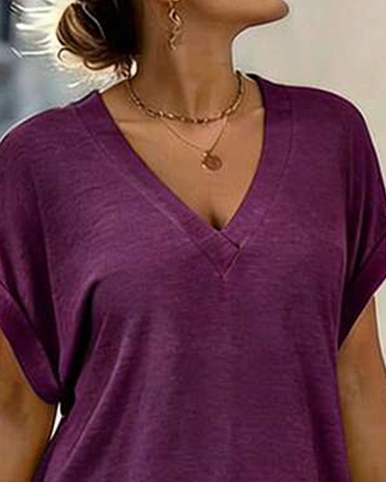 Jurk V-Hals Korte Mouw T-Shirt