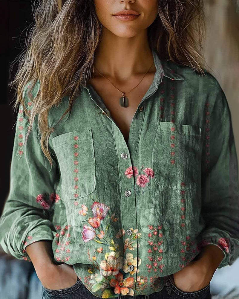 Blouse Bloemenprint Casual Revers