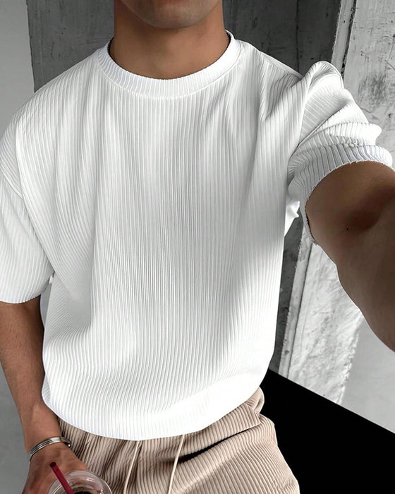 T-Shirt Geribbeld Hoge Hals Casual Effen