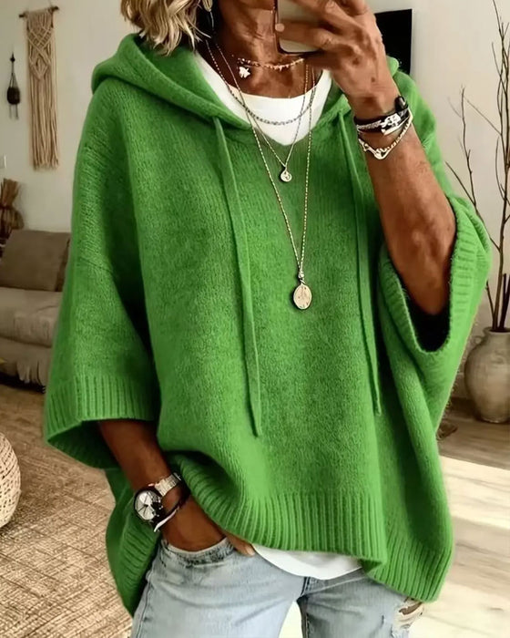 Pullover Met Capuchon Relaxed Stijlvol Gebreid