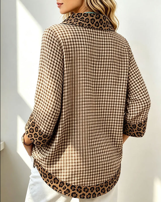 Overhemd Ruit Luipaard Langmouw Casual