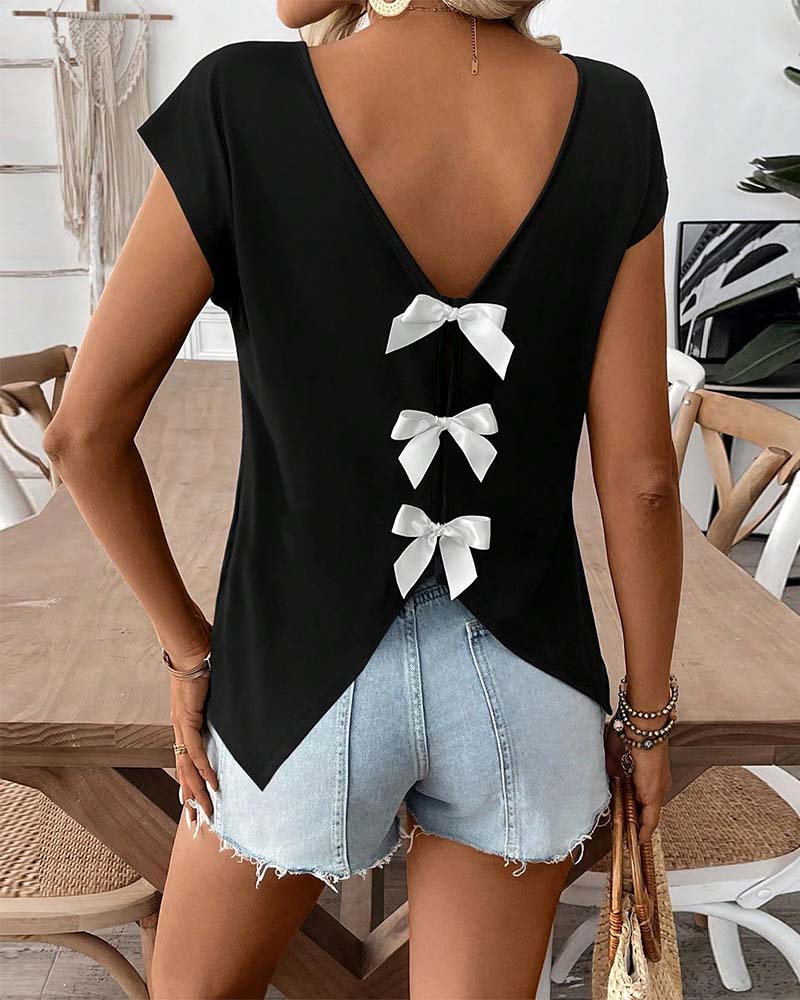 T-Shirt V-Hals Rug Strik