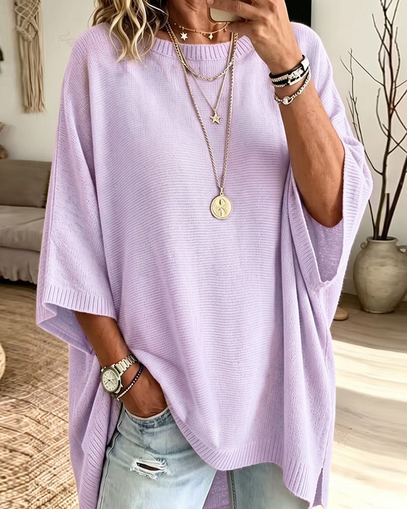 Pullover Losse Ronde Hals Effen