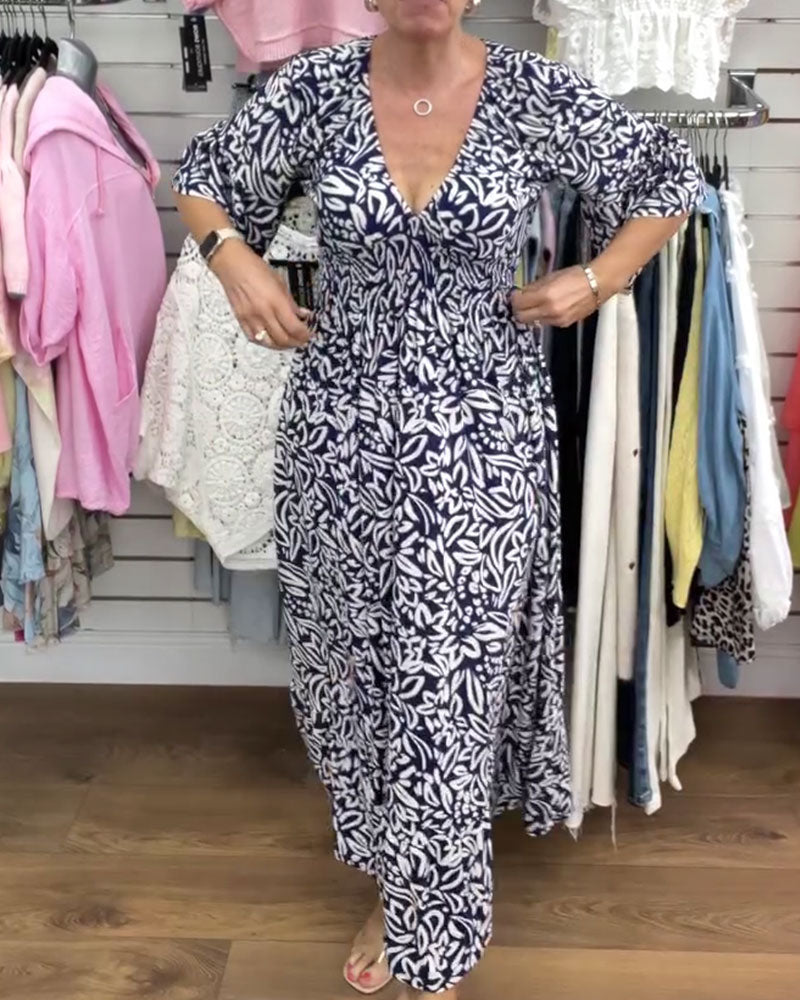 Jurk Abstract Print V-hals