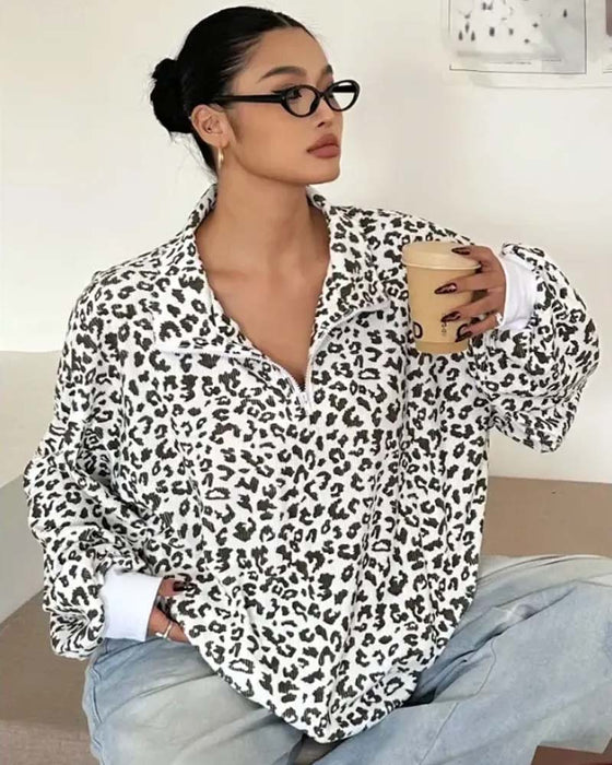 Sweatshirt Rits Luipaard Casual